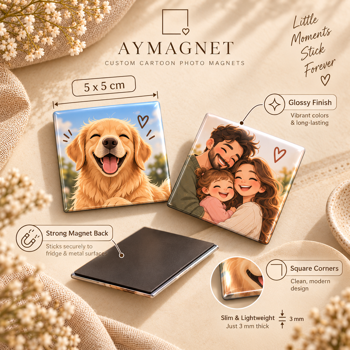 AI Custom Fridge magnet – 5 × 5 cm