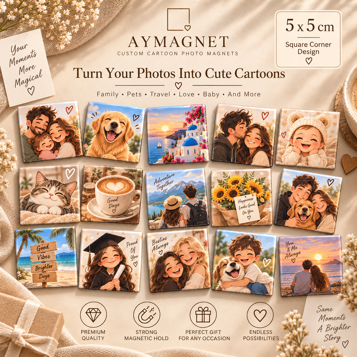 AI Custom Fridge magnet – 5 × 5 cm