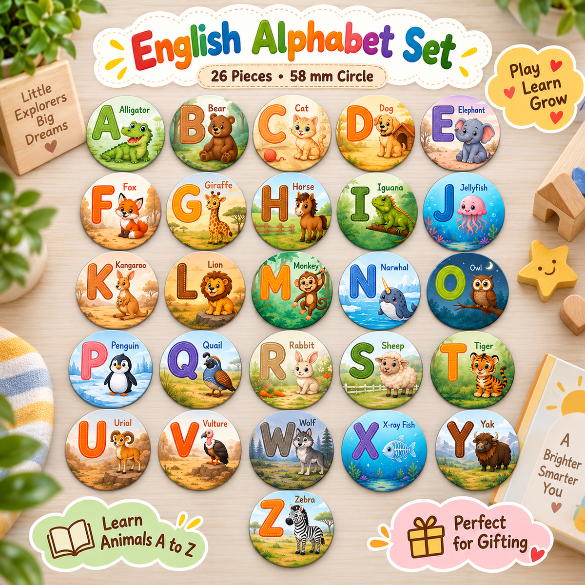 Fridge A B C Alphabet Magnet – 5.8 cm circle