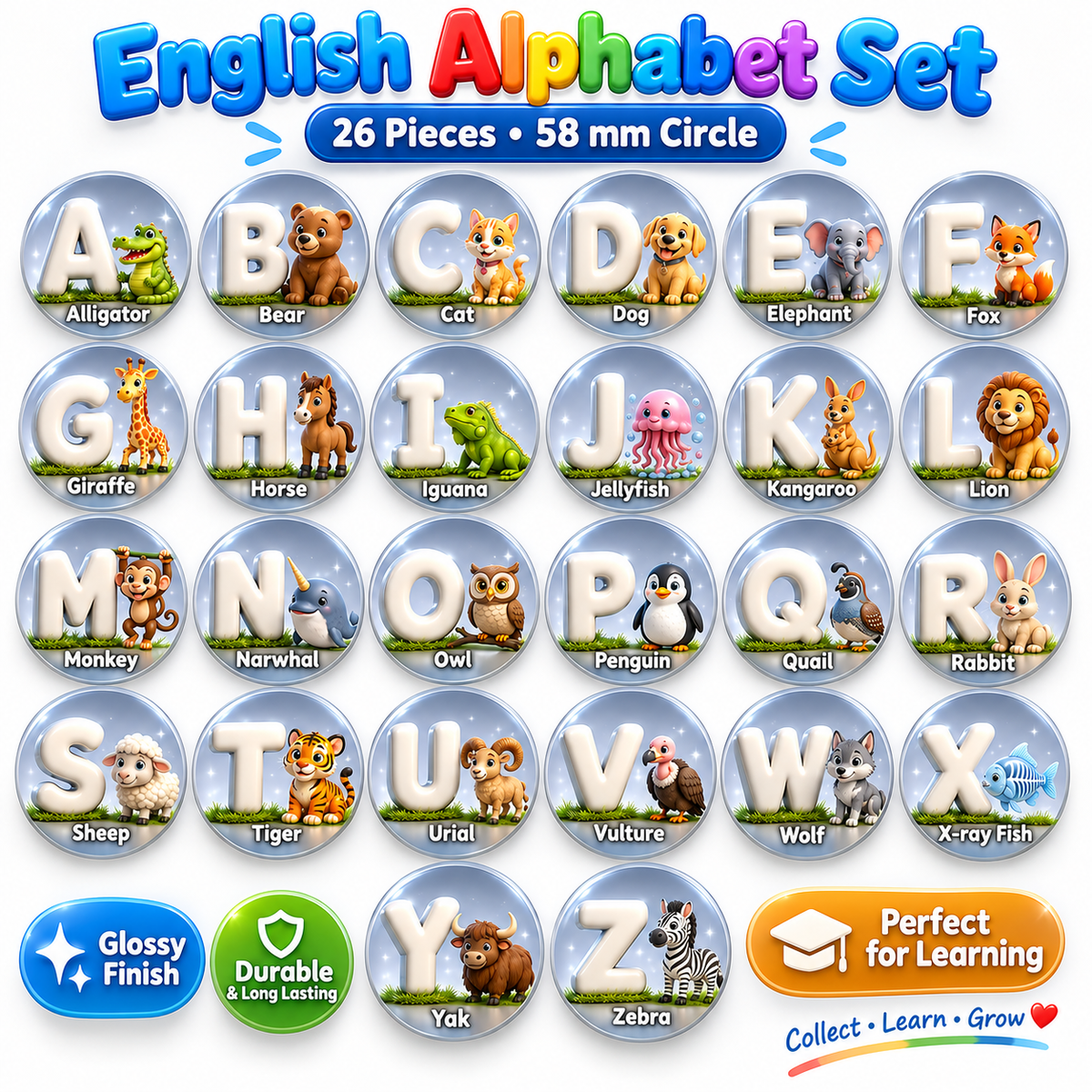Fridge A B C Alphabet Magnet – 5.8 cm circle