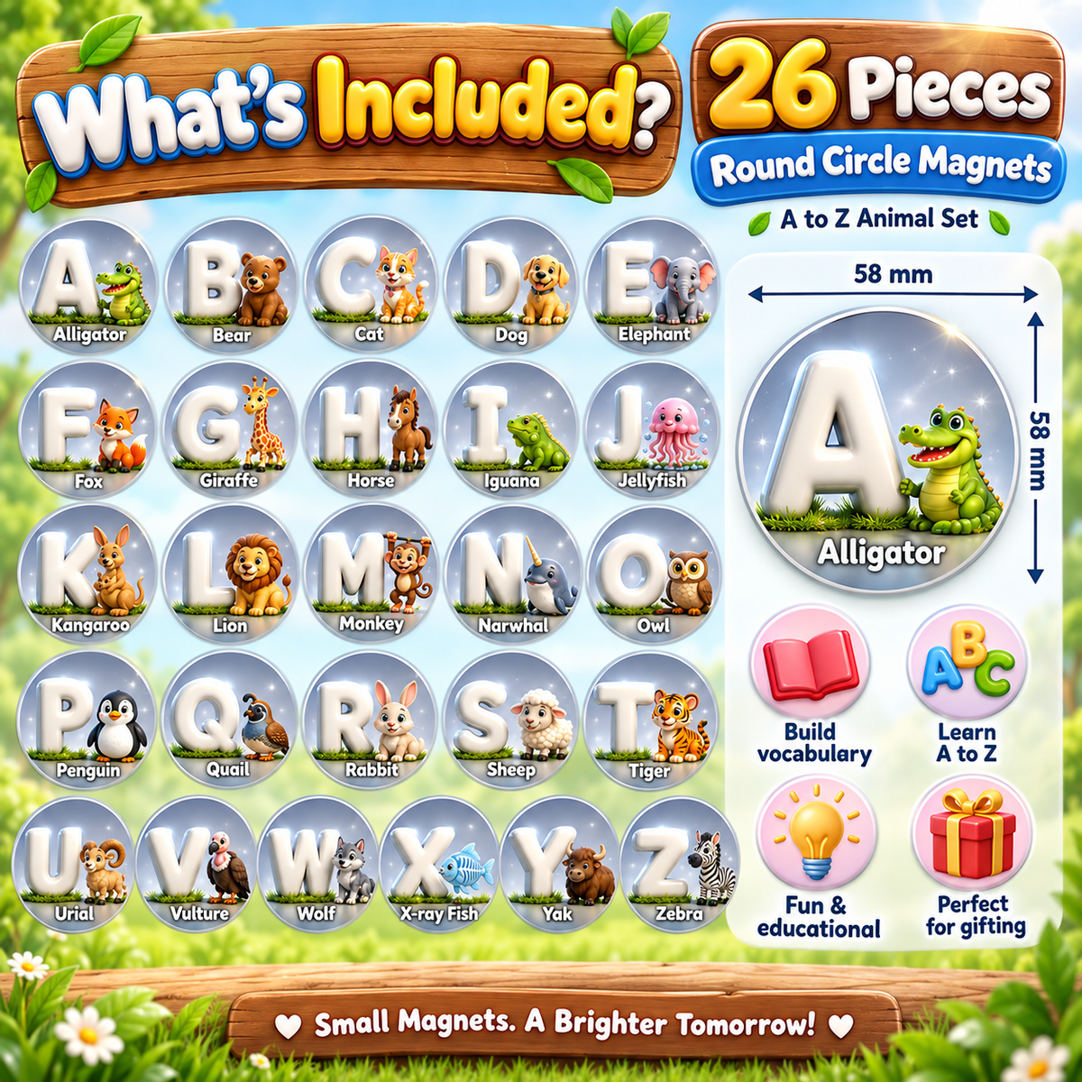 Fridge A B C Alphabet Magnet – 5.8 cm circle