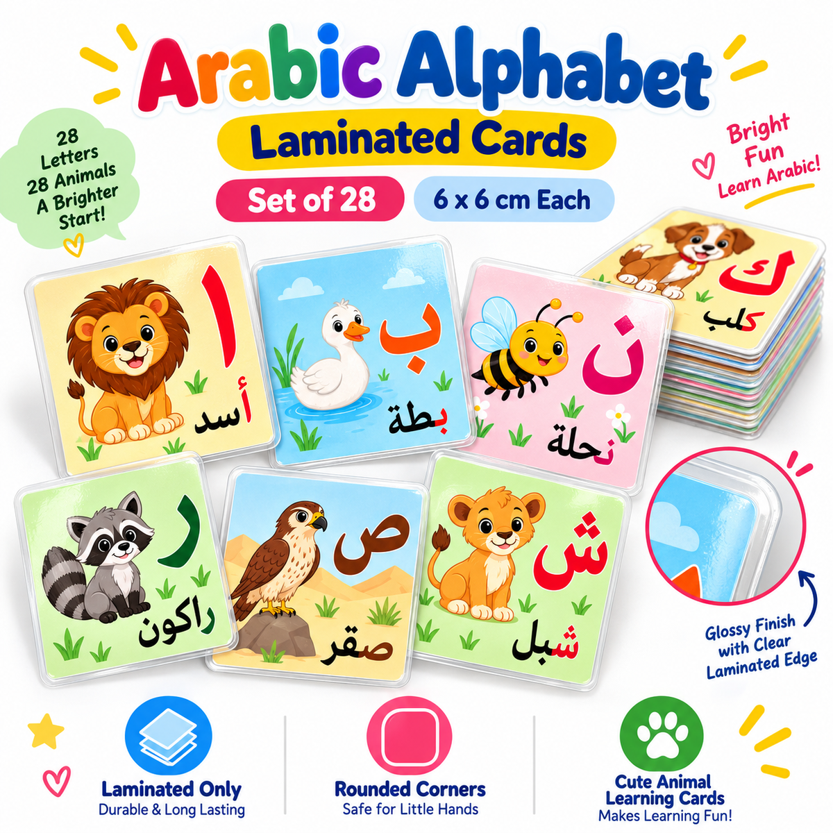 Laminated Learning Sets for Kids | Arabic, English, Numbers